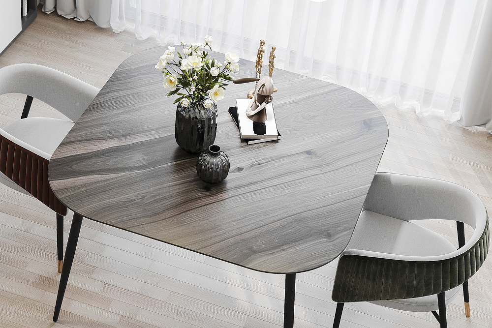 Стол обеденный Венсе рустик графит / черный