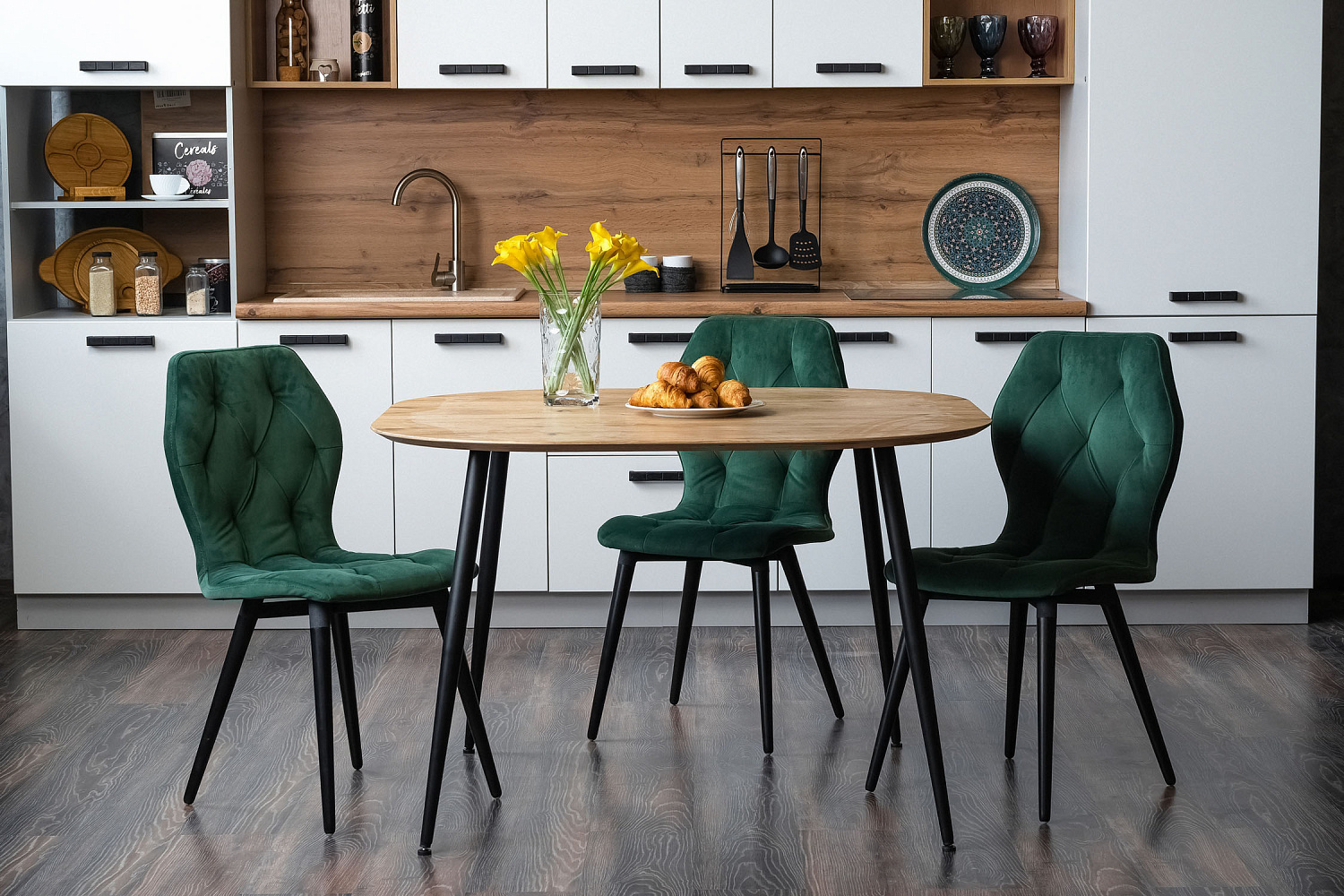 Стол обеденный Венсе рустик натуральный / черный