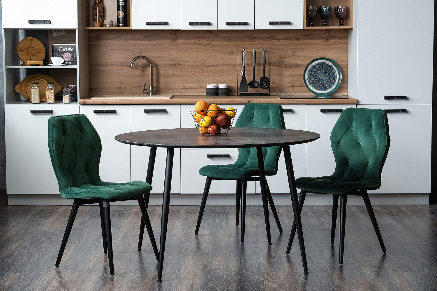 Стол обеденный Леер рустик графит / черный