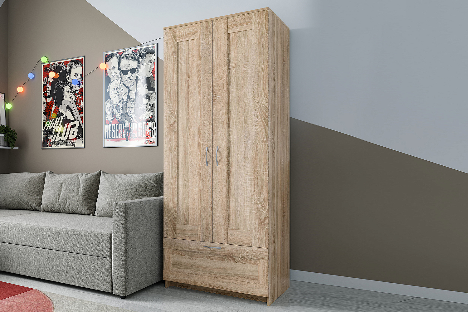 Шкаф двухдверный Сириус с 1 ящиком сонома