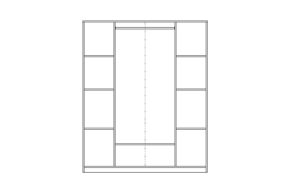 Шкаф четырехстворчатый Сириус дуб сонома с одним ящиком и двумя зеркалами