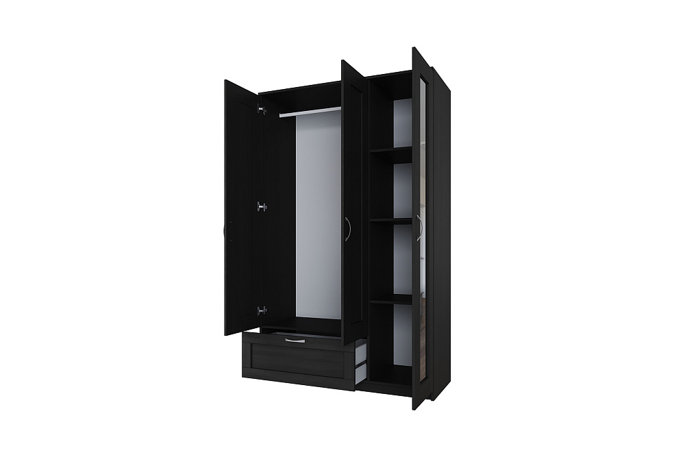 Шкаф трехстворчатый  Сириус венге с одним ящиком