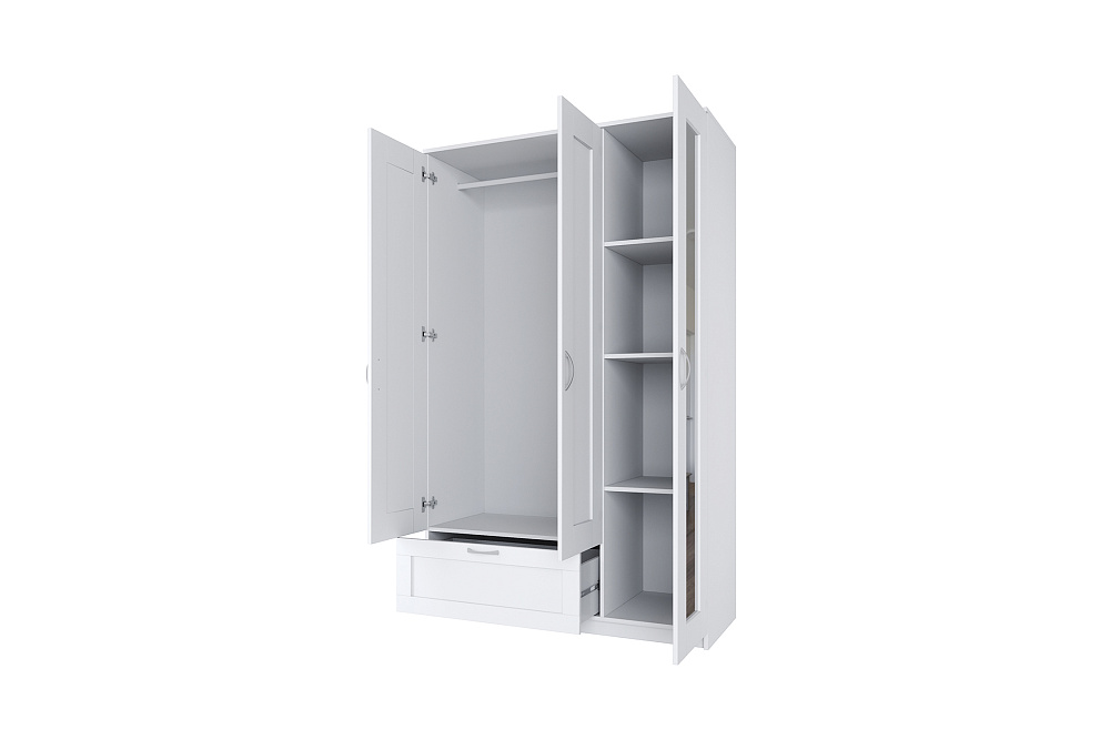 Шкаф трехстворчатый Сириус белый с одним ящиком