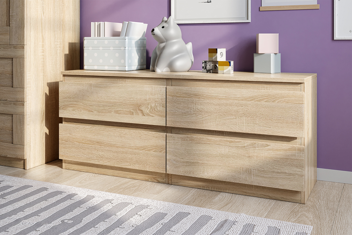 Тумба Кастор 4 ящика дуб сонома