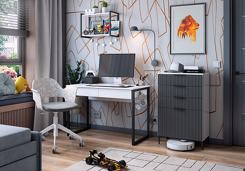 Детская Зефир К10 белое дерево / серый / графит