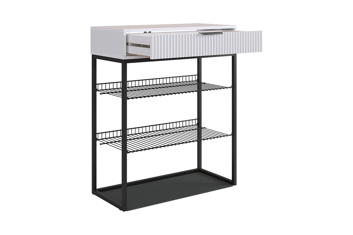 Обувница Вельвет черный муар / белый матовый