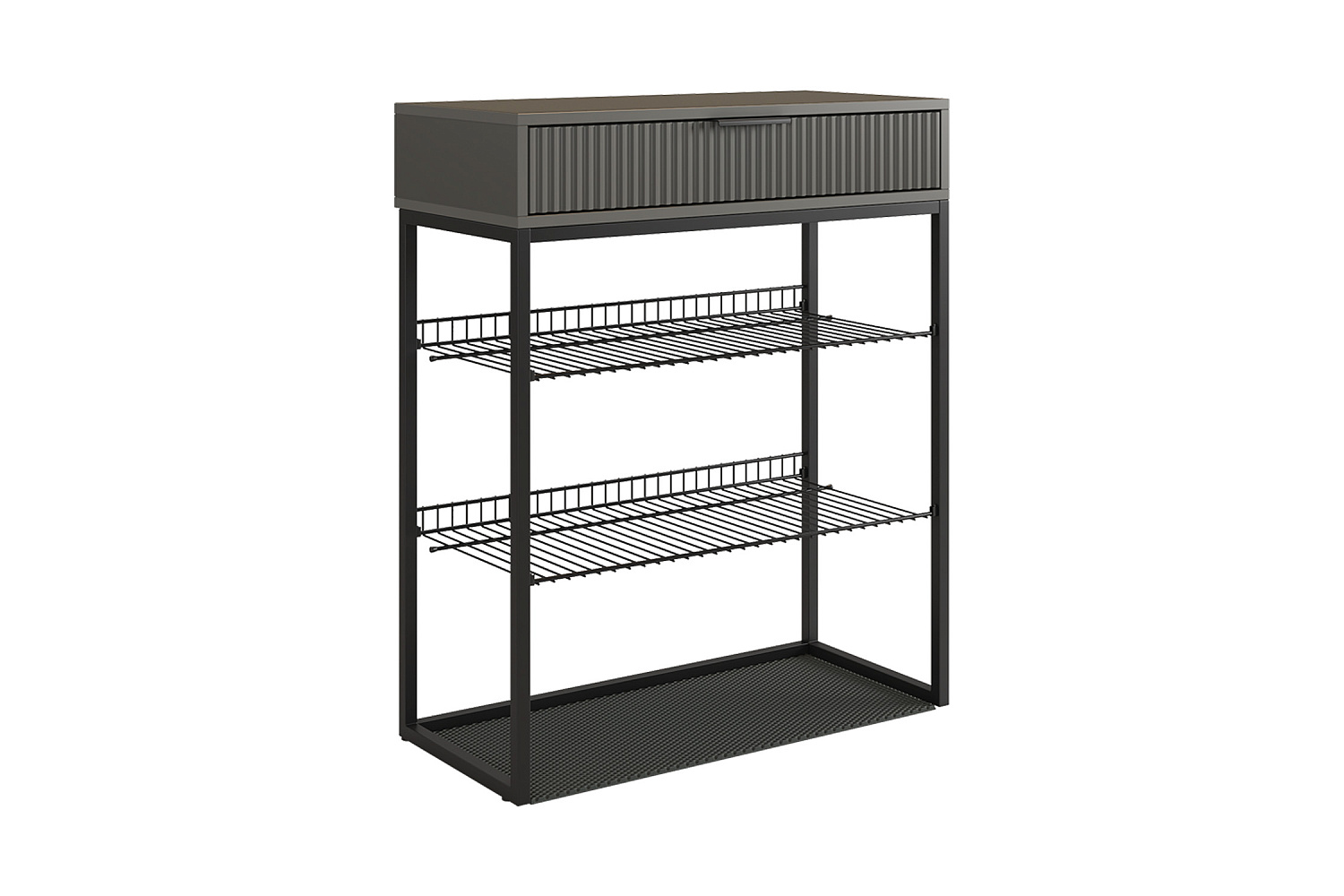 Обувница Вельвет черный муар / графит матовый