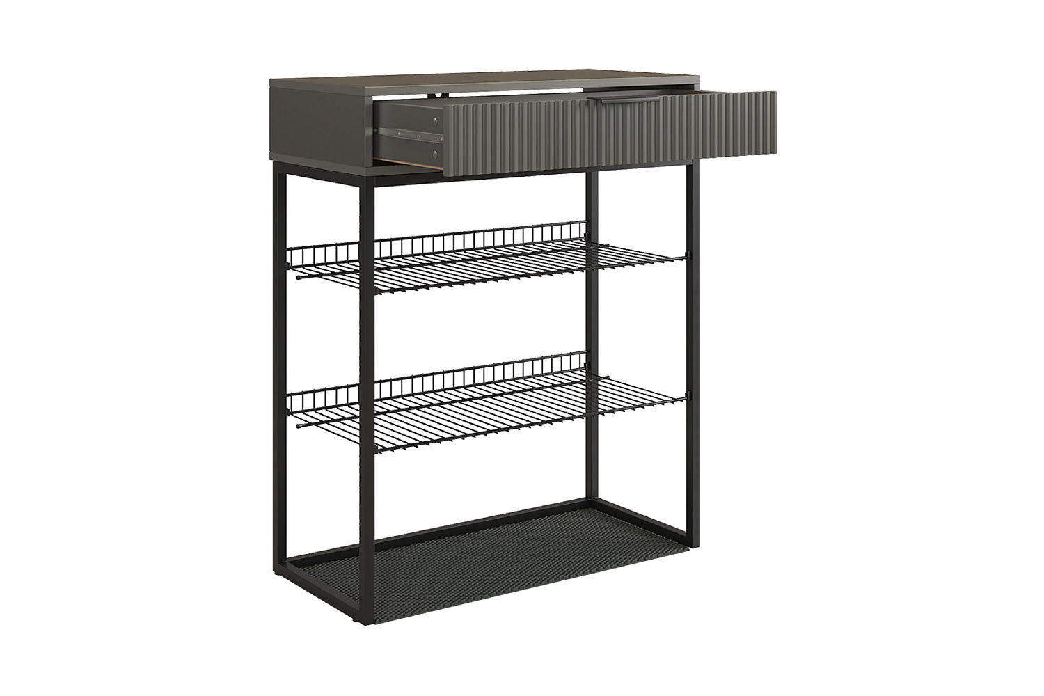 Обувница Вельвет черный муар / графит матовый