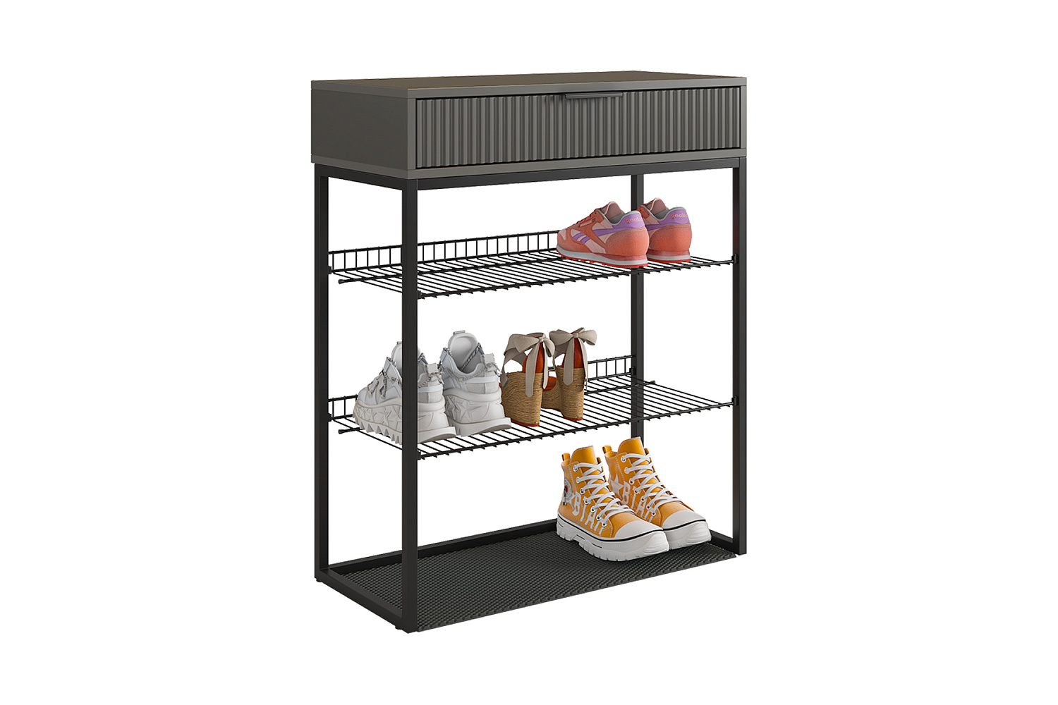 Обувница Вельвет черный муар / графит матовый