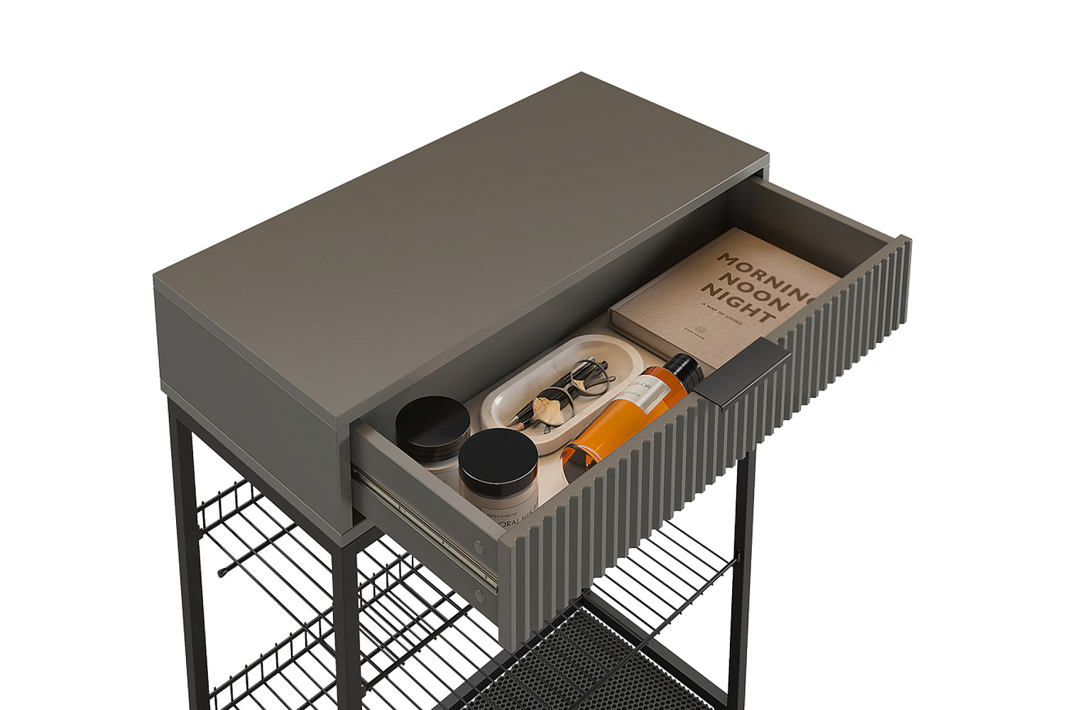 Обувница Вельвет черный муар / графит матовый