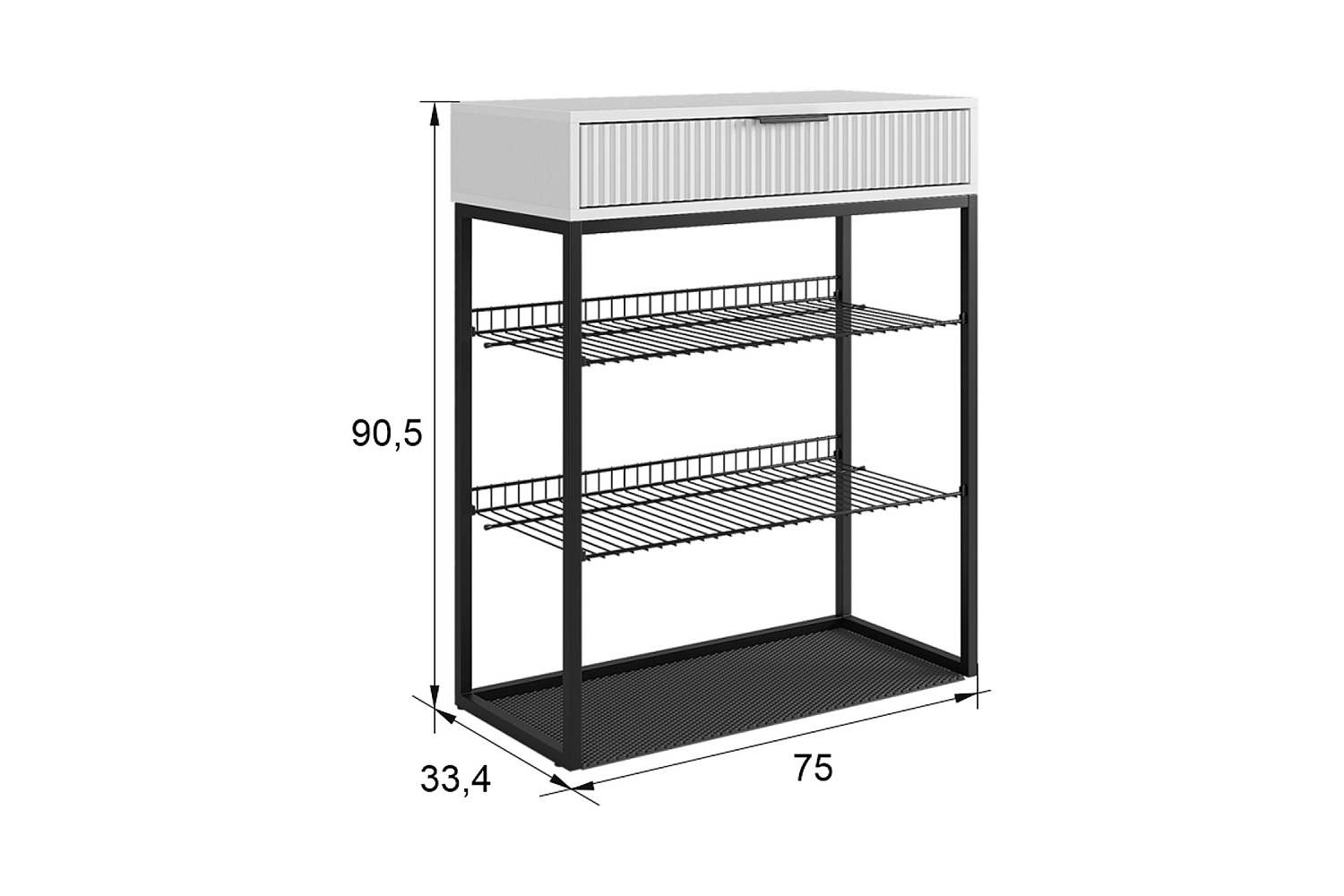 Обувница Вельвет черный муар / графит матовый