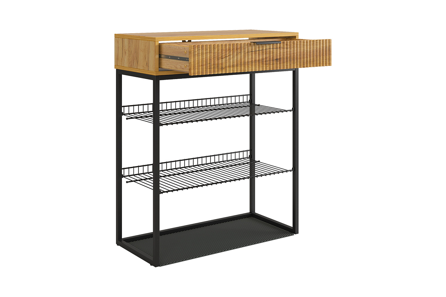 Обувница Вельвет черный муар / акация светлая