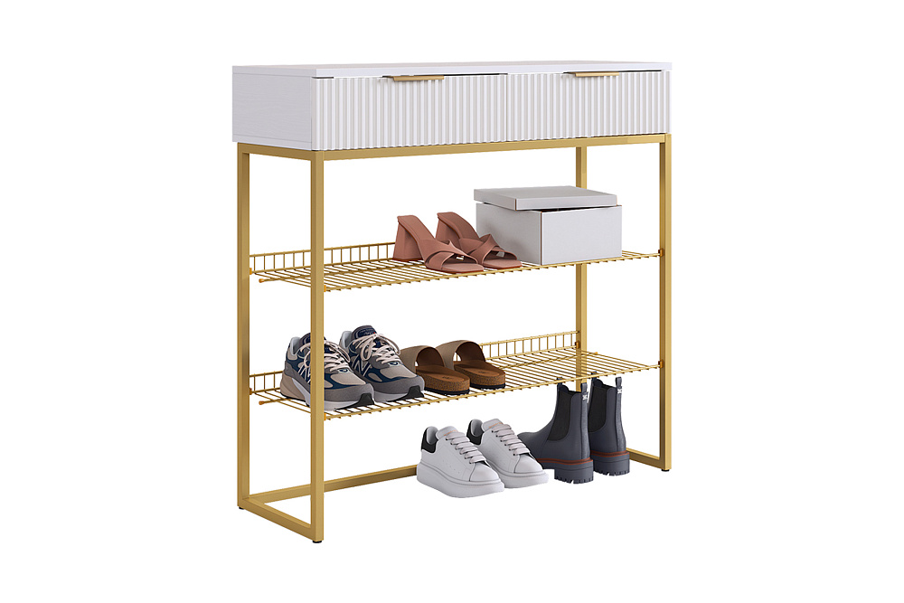 Обувница Классная 1 золото / белый матовый