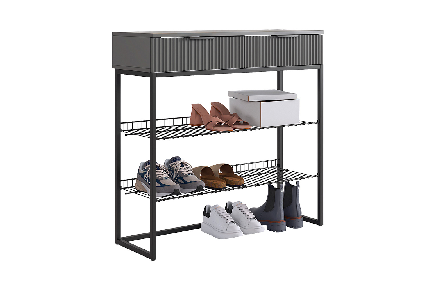 Обувница Классная 1 черный муар / графит матовый