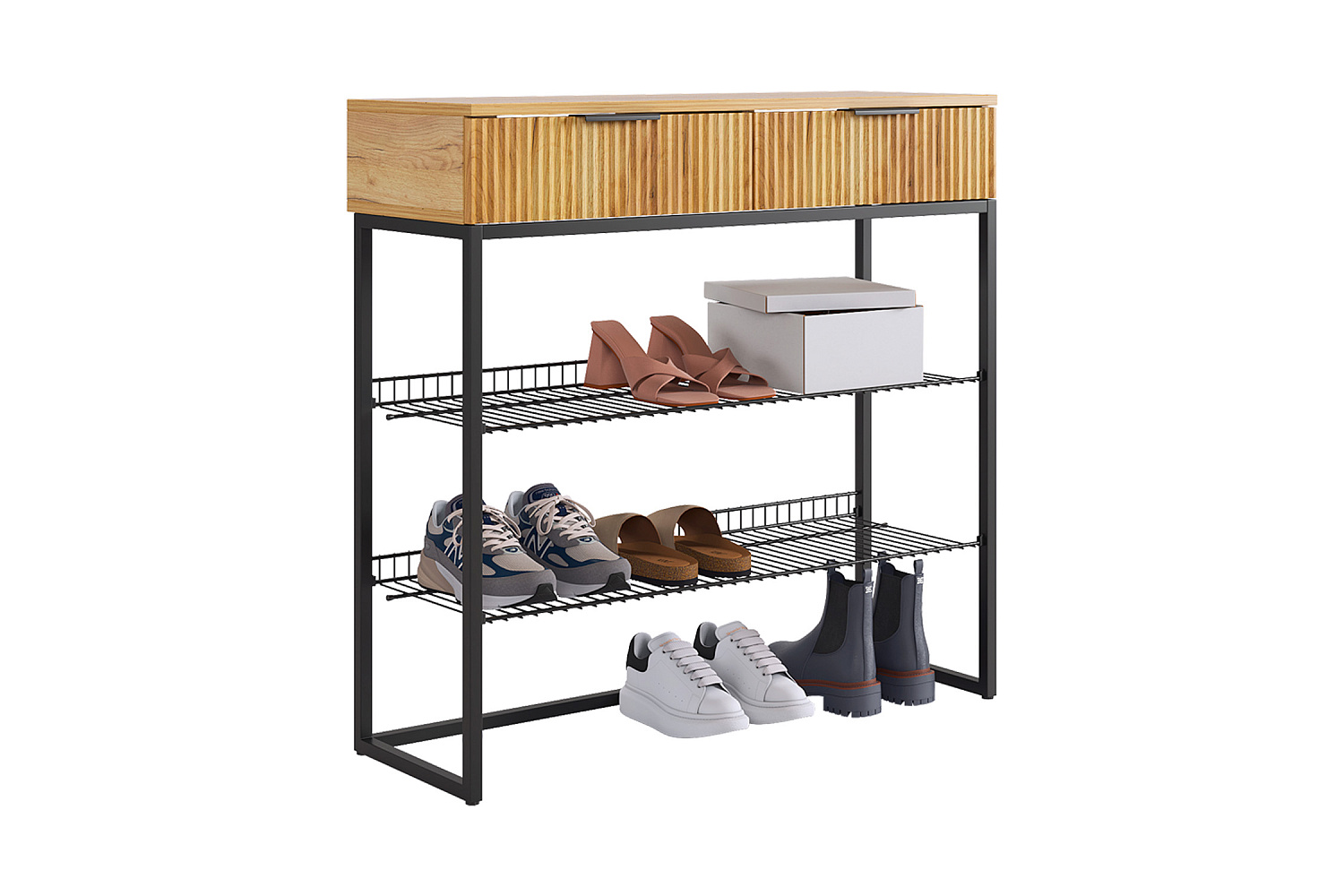 Обувница Классная 1 черный муар / акация светлая