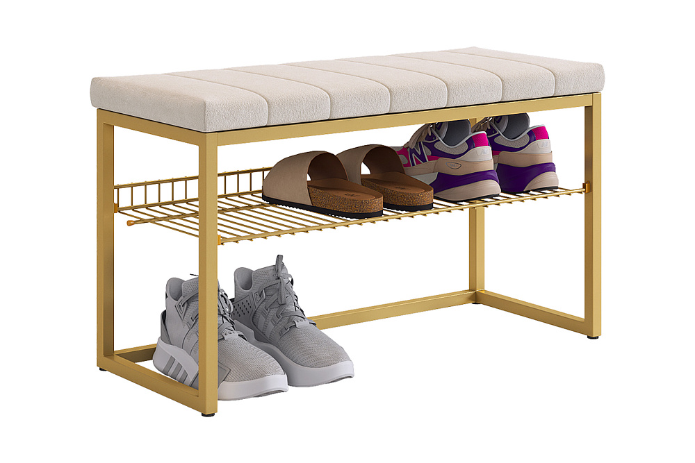 Обувница Классная 2 золото / велюр крем