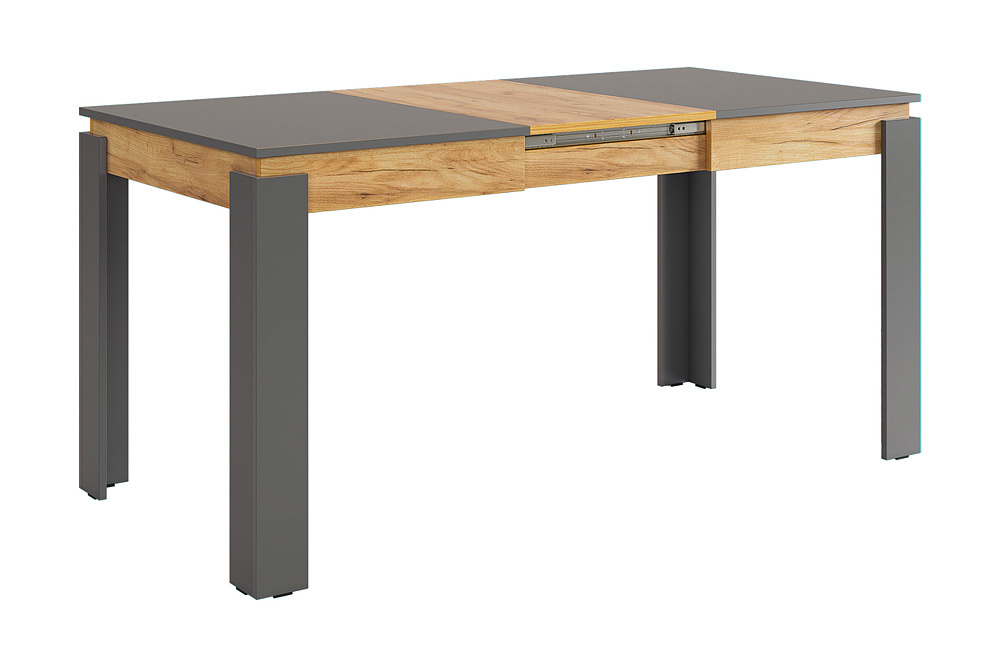 Стол обеденный раздвижной Гермес 2 графит / дуб крафт золотой