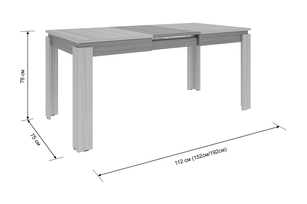 Стол обеденный раздвижной Гермес 2 графит / дуб крафт золотой