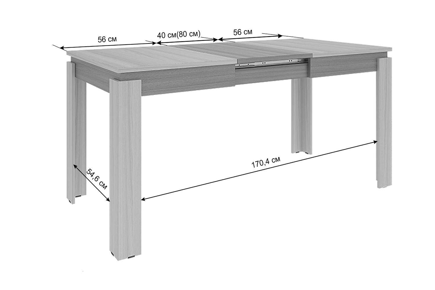 Стол обеденный раздвижной Гермес 2 графит / дуб крафт золотой