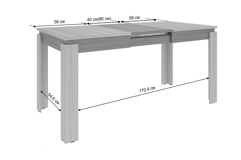 Стол обеденный раздвижной Гермес 2 графит / дуб крафт золотой