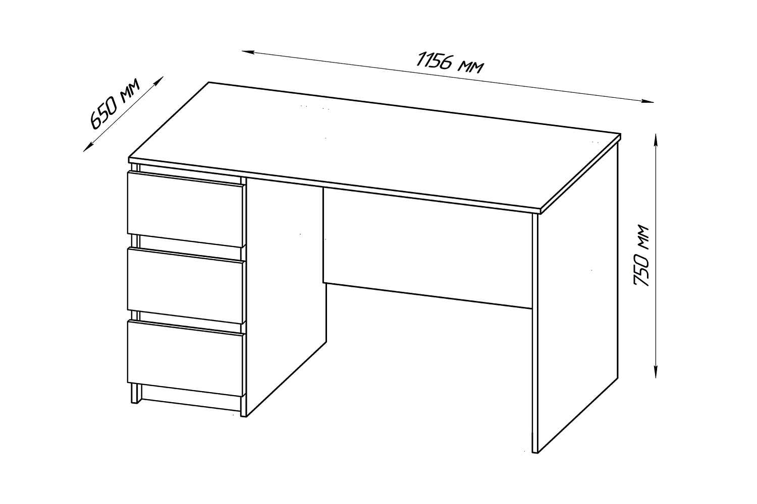 Письменный стол Кастор белый 3 ящика 