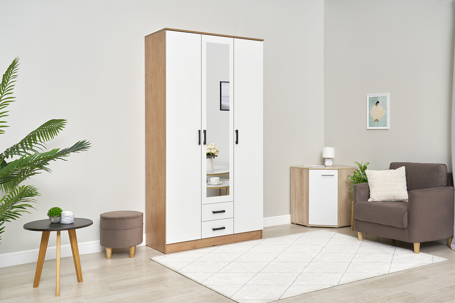 Шкаф Трио дуб вотан / белый