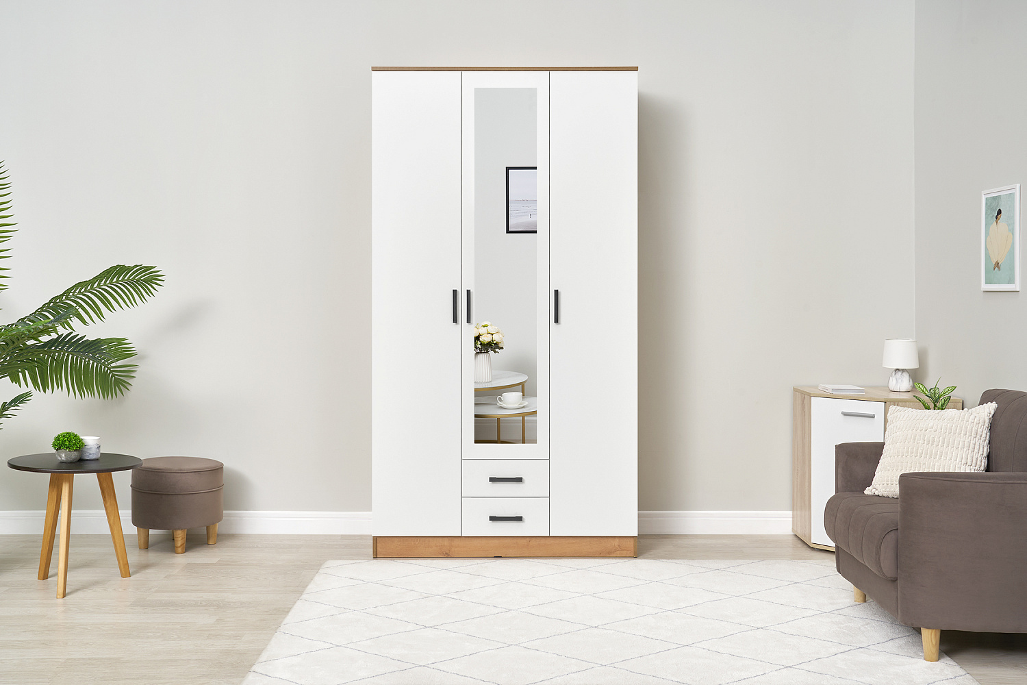 Шкаф Трио дуб вотан / белый