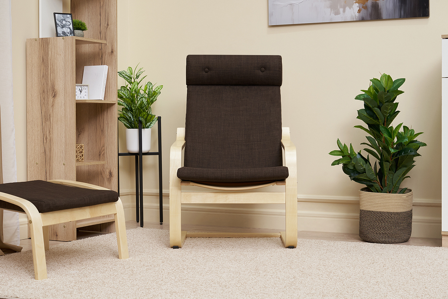 Кресло Тириль коричневое / натуральное