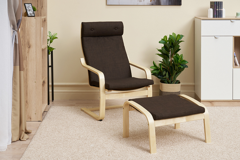 Кресло Тириль коричневое / натуральное