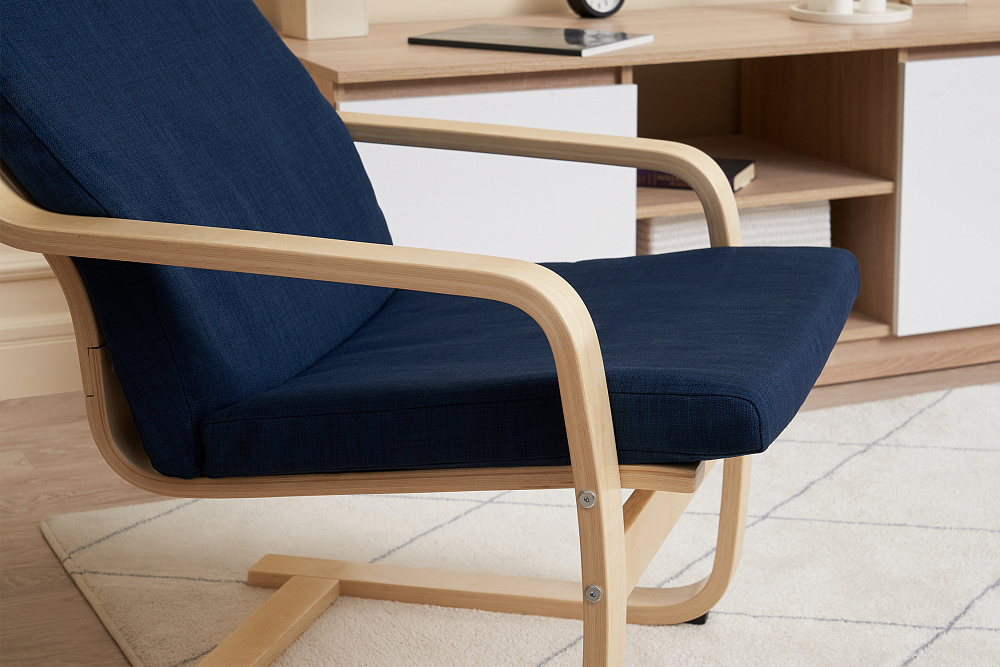 Кресло Тириль темно-синее / натуральное