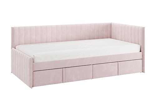 Тахта с ящиками Твикс велюр нежно-розовый