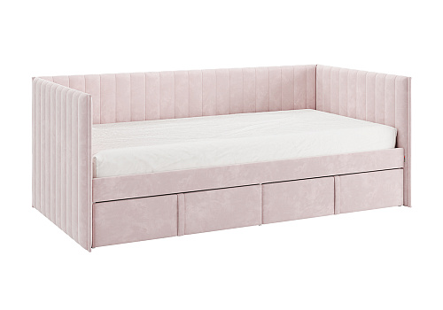 Софа с ящиками Твикс велюр нежно-розовый