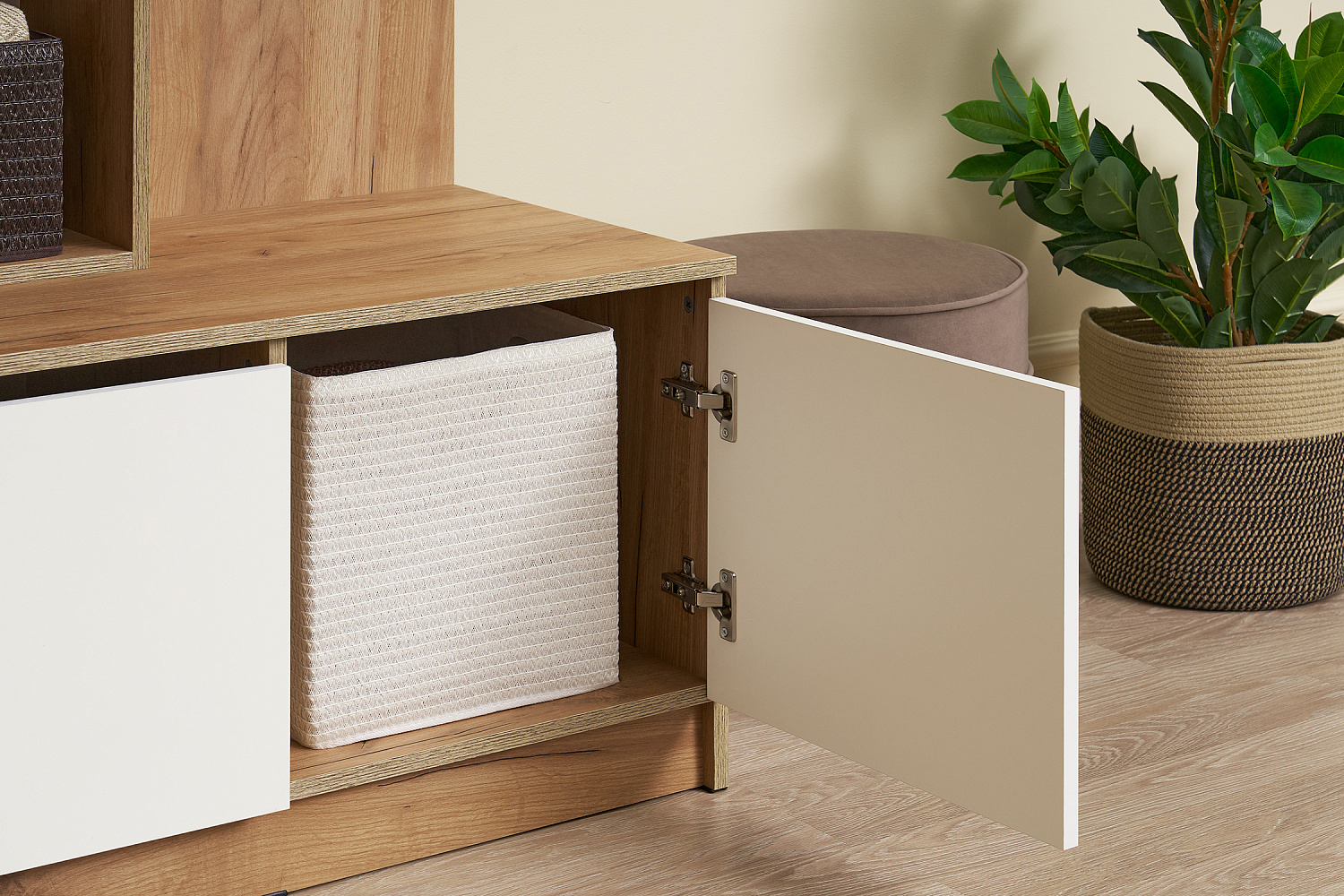 Вешалка с зеркалом Веллум дуб крафт золотой / белый