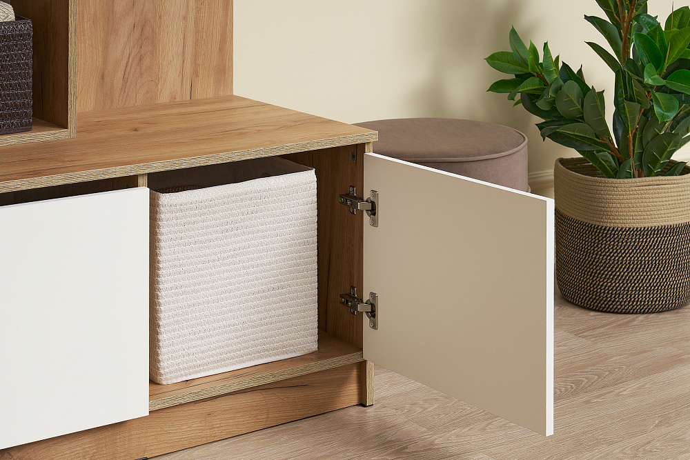 Вешалка с зеркалом Веллум дуб крафт золотой / белый