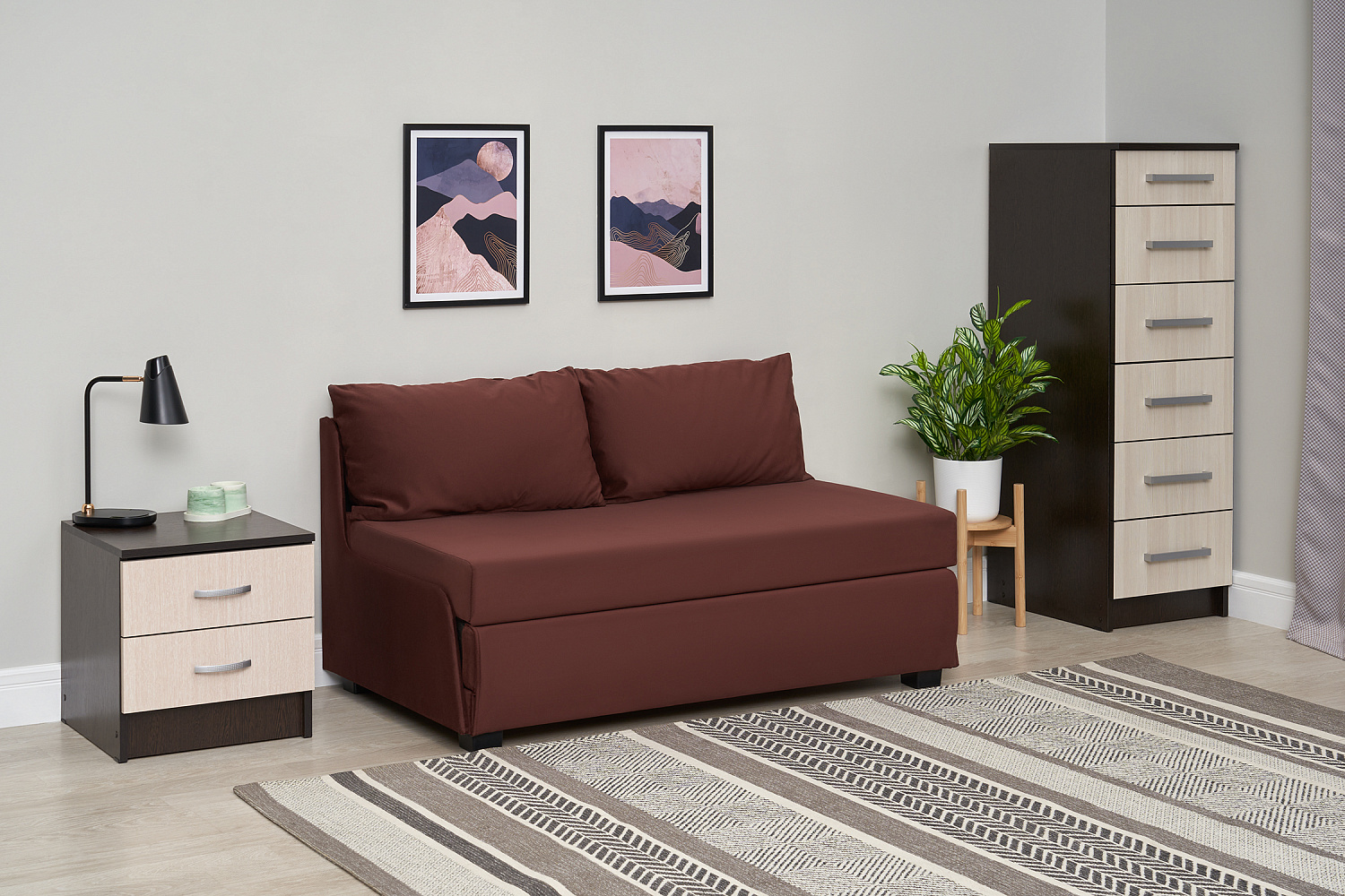 Диван откидной Немо бордовый