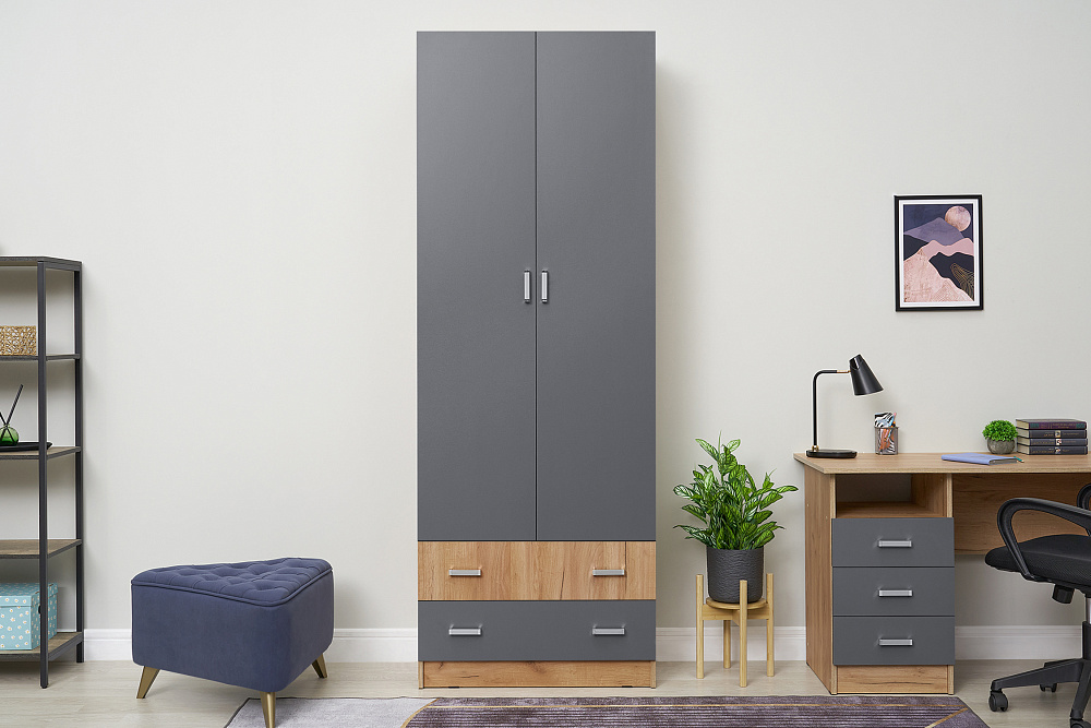 Шкаф Мартина 2-дверный графит / дуб крафт