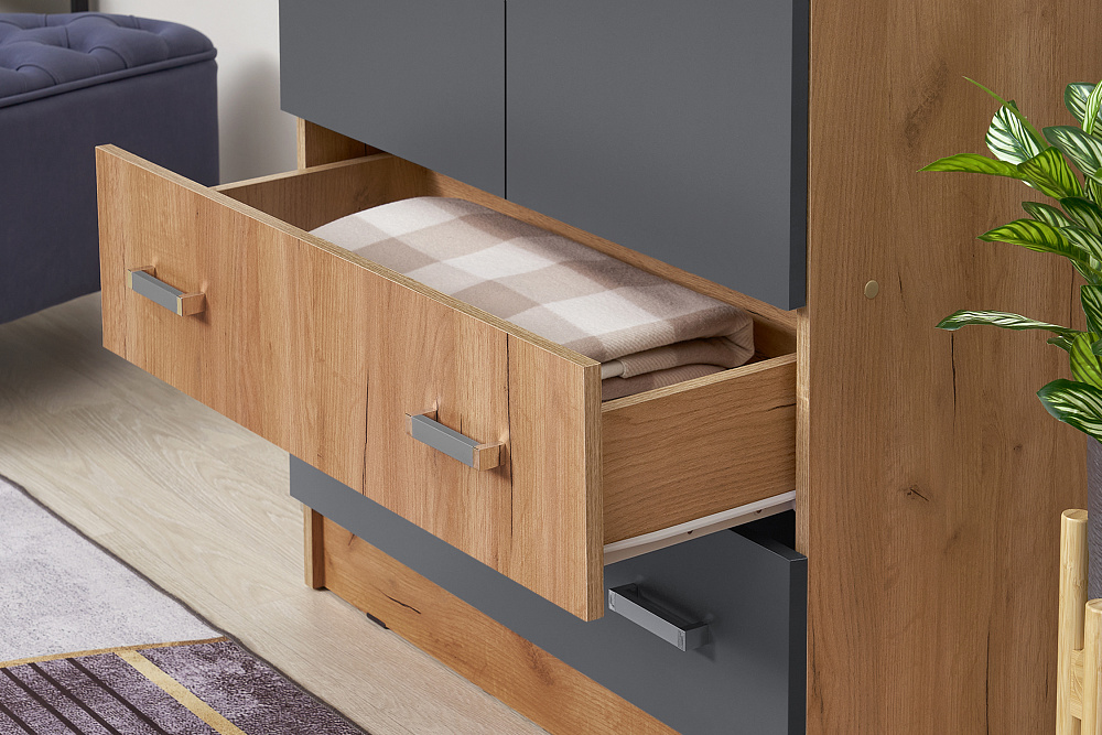 Шкаф Мартина 2-дверный графит / дуб крафт