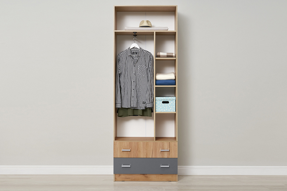 Шкаф Мартина 2-дверный графит / дуб крафт