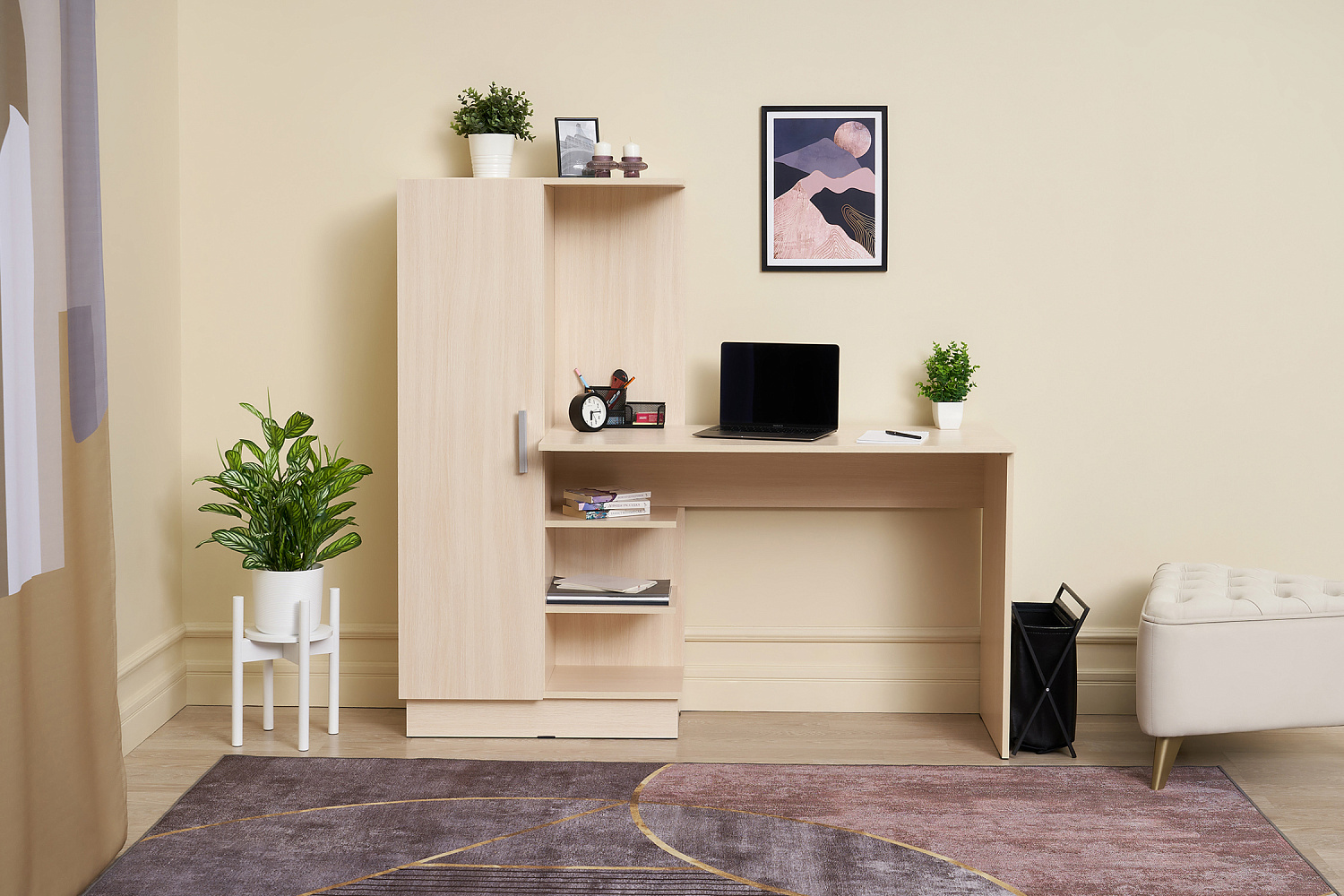 Стол компьютерный №1 дуб беленый