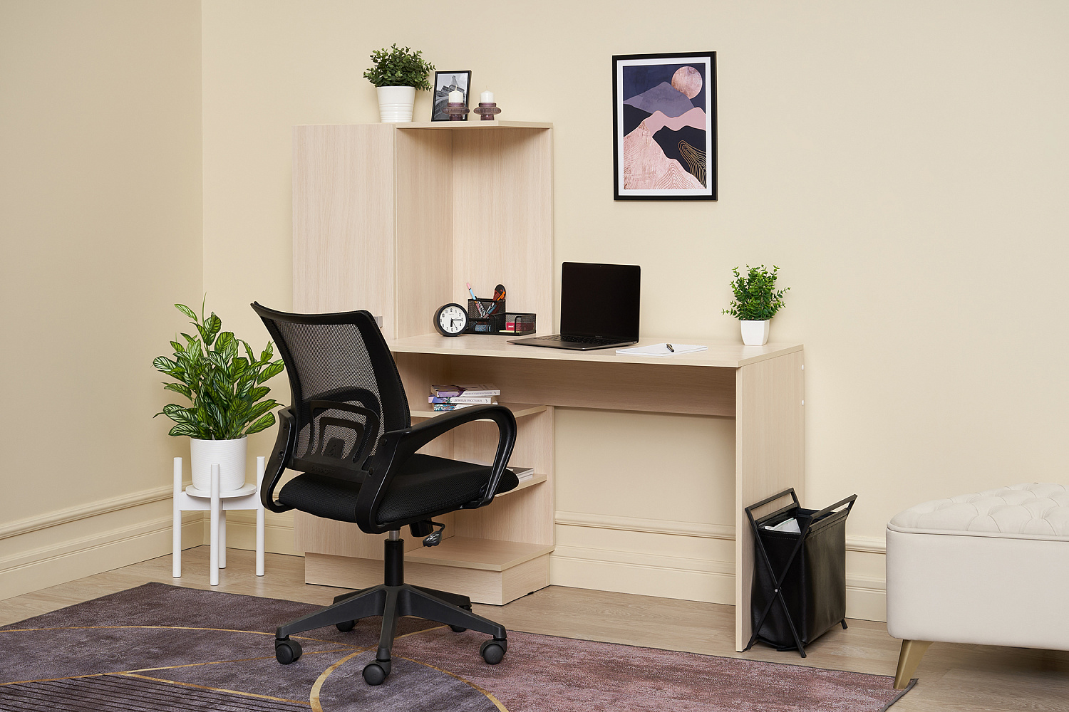 Стол компьютерный №1 дуб беленый