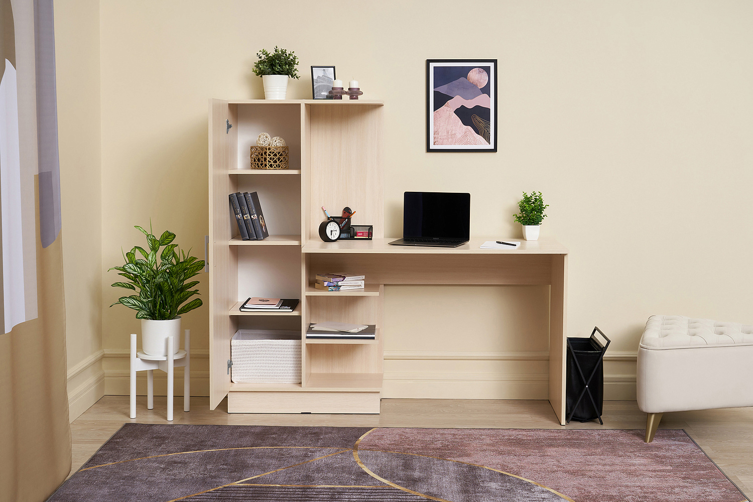 Стол компьютерный №1 дуб беленый