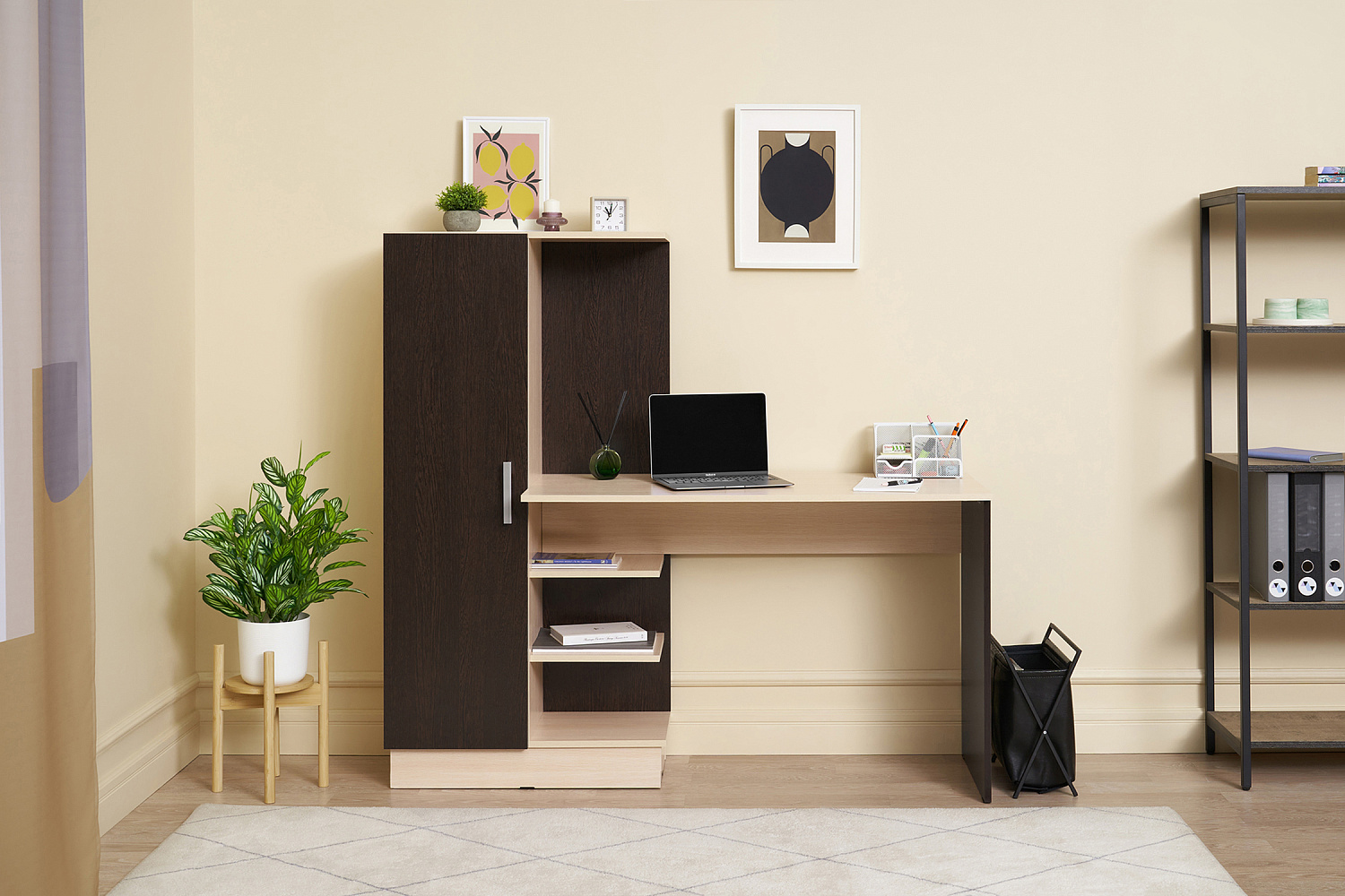 Стол компьютерный №1 дуб беленый / венге