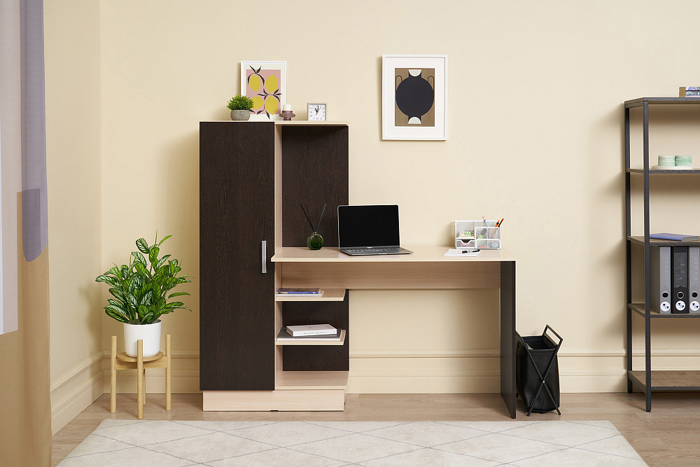 Стол компьютерный №1 дуб беленый / венге