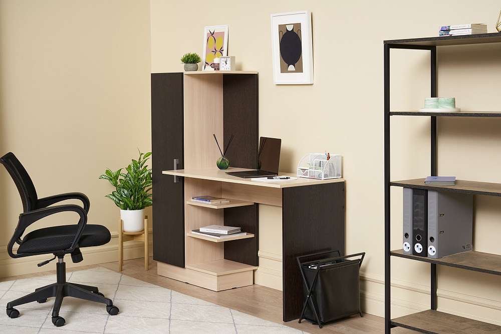 Стол компьютерный №1 дуб беленый / венге