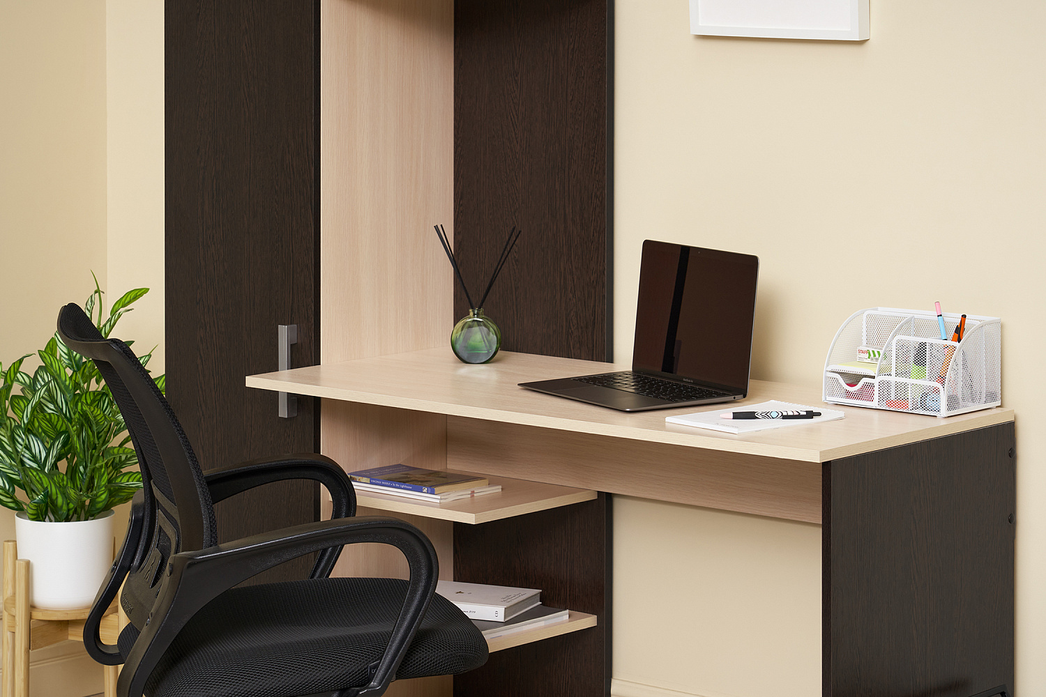 Стол компьютерный №1 дуб беленый / венге