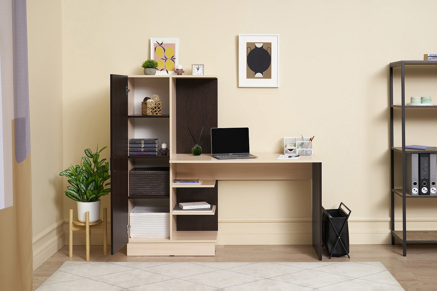 Стол компьютерный №1 дуб беленый / венге