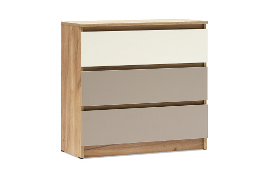 Комод с 3 ящиками Челси Color 800 дуб крафт / слоновая кость / глиняный серый