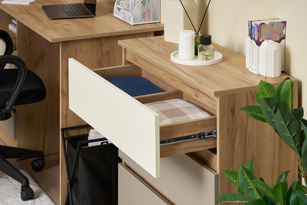 Комод с 3 ящиками Челси Color 800 дуб крафт / слоновая кость / глиняный серый