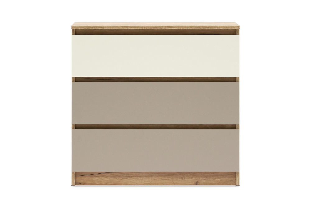 Комод с 3 ящиками Челси Color 800 дуб крафт / слоновая кость / глиняный серый