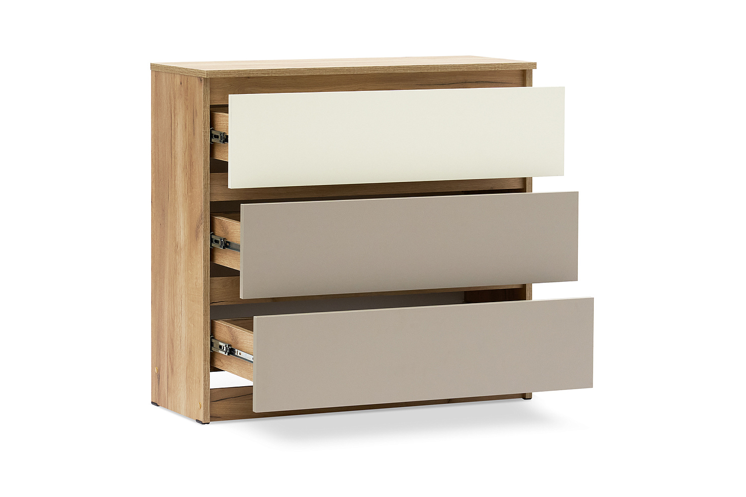 Комод с 3 ящиками Челси Color 800 дуб крафт / слоновая кость / глиняный серый